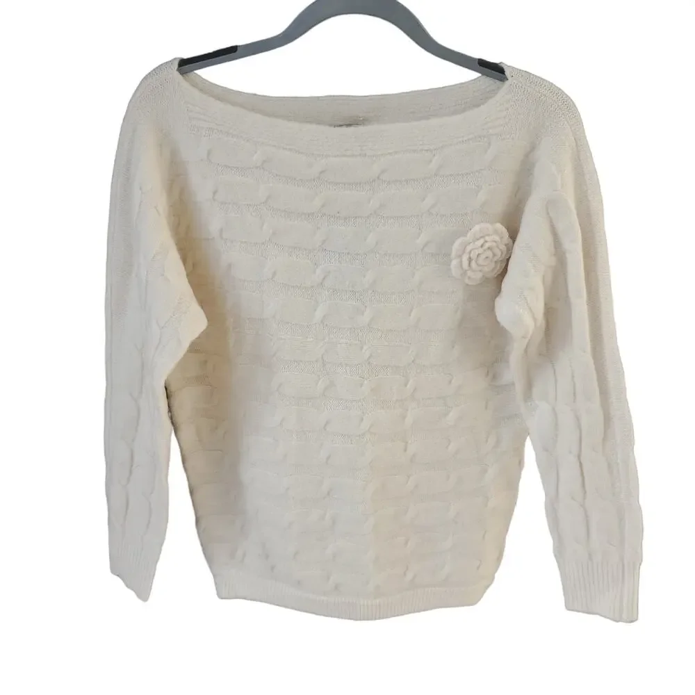 Military Hippie Forever Roses Cream Knit Sweater Size S NWT - Picture 2 of 8